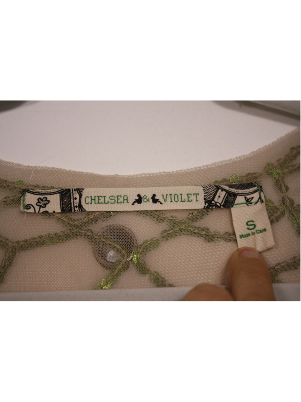 Chelsea & Violet Green Sequin Sheer Mesh Mini Dress Tan Art Deco Festival Small - Picture 3 of 7